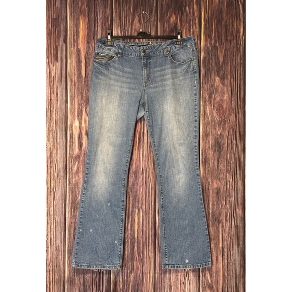 J6 Premium Denim - J6 Premium Jeans Women Flare Bootcut Light Wash Embroidered Pockets Size 14